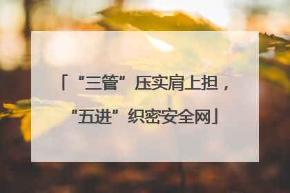 “三管”压实肩上担，“五进”织密安全网