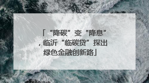 “降碳”变“降息”，临沂“临碳贷”探出绿色金融创新路