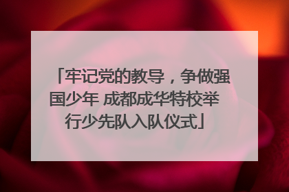 牢记党的教导，争做强国少年 成都成华特校举行少先队入队仪式