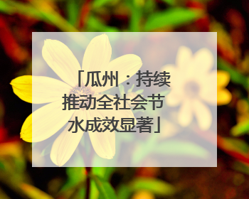 瓜州：持续推动全社会节水成效显著