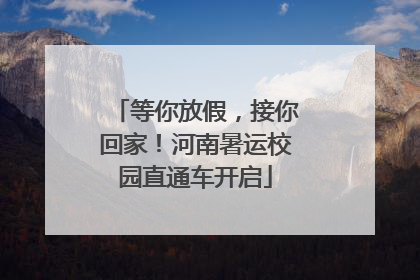 等你放假，接你回家！河南暑运校园直通车开启