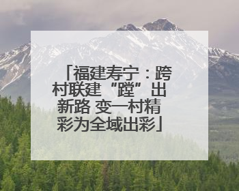 福建寿宁：跨村联建“蹚”出新路 变一村精彩为全域出彩