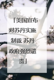 美国宣布对苏丹实施制裁 苏丹政府强烈谴责