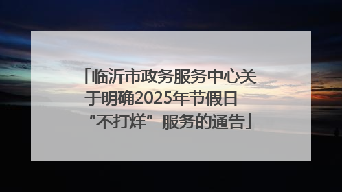 临沂市政务服务中心关于明确2025年节假日“不打烊”服务的通告