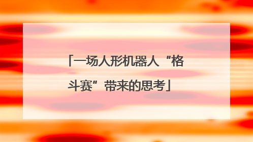 一场人形机器人“格斗赛”带来的思考