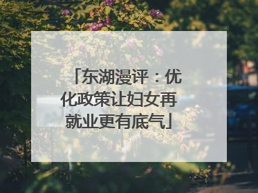 东湖漫评：优化政策让妇女再就业更有底气