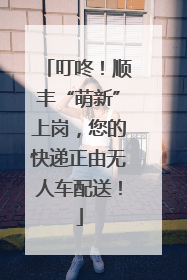 叮咚！顺丰“萌新”上岗，您的快递正由无人车配送！