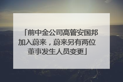 前中金公司高管安国邦加入蔚来，蔚来另有两位董事发生人员变更