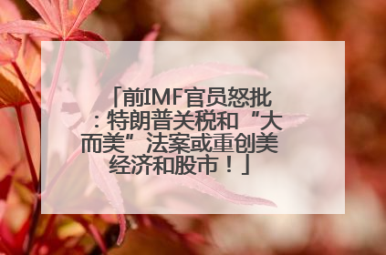 前IMF官员怒批：特朗普关税和“大而美”法案或重创美经济和股市！