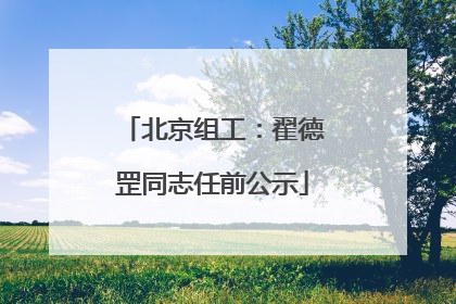 北京组工：翟德罡同志任前公示