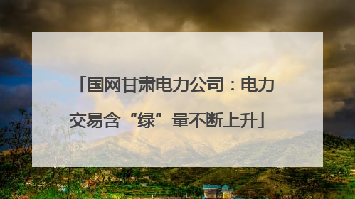 国网甘肃电力公司：电力交易含“绿”量不断上升