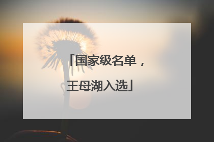 国家级名单，王母湖入选