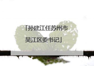 孙建江任苏州市吴江区委书记