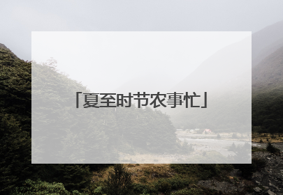 夏至时节农事忙