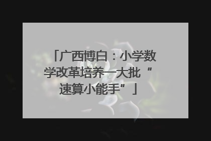广西博白：小学数学改革培养一大批“速算小能手”