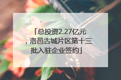 总投资2.27亿元，洛邑古城片区第十三批入驻企业签约