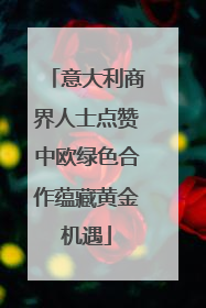 意大利商界人士点赞中欧绿色合作蕴藏黄金机遇