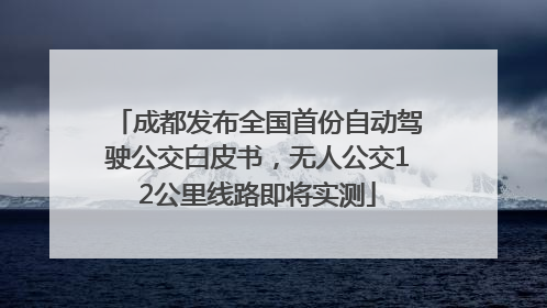 成都发布全国首份自动驾驶公交白皮书，无人公交12公里线路即将实测