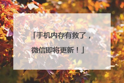 手机内存有救了，微信即将更新！