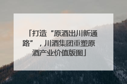 打造“原酒出川新通路”，川酒集团重塑原酒产业价值版图