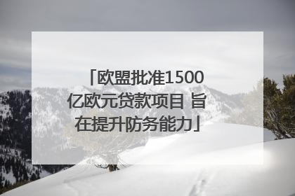 欧盟批准1500亿欧元贷款项目 旨在提升防务能力