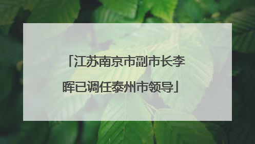 江苏南京市副市长李晖已调任泰州市领导