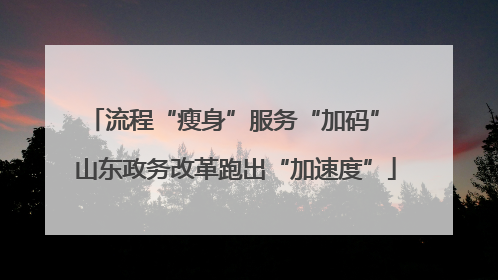 流程“瘦身”服务“加码” 山东政务改革跑出“加速度”