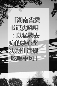 湖南省委书记沈晓明：以猛药去疴的决心坚决刹住违规吃喝歪风