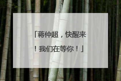 蒋仲超，快醒来！我们在等你！