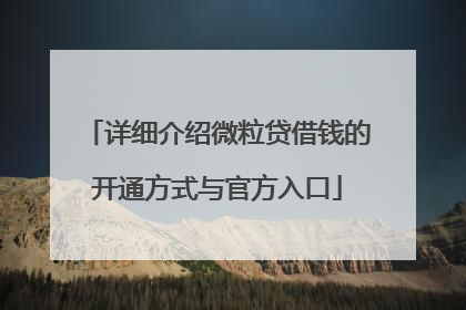 详细介绍微粒贷借钱的开通方式与官方入口