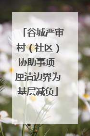 谷城严审村（社区）协助事项 厘清边界为基层减负