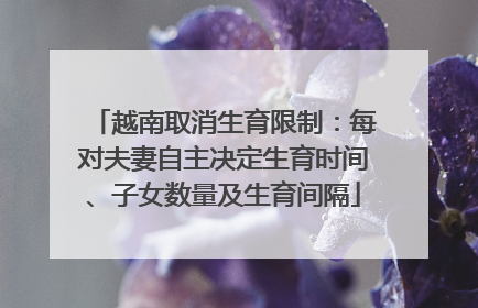 越南取消生育限制：每对夫妻自主决定生育时间、子女数量及生育间隔