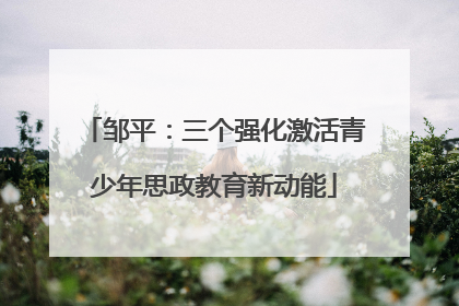 邹平：三个强化激活青少年思政教育新动能