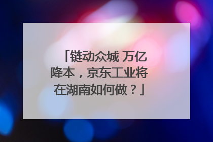 链动众城 万亿降本，京东工业将在湖南如何做？