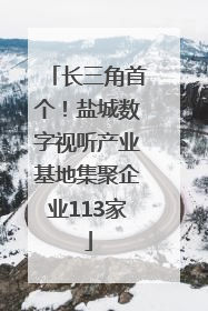 长三角首个！盐城数字视听产业基地集聚企业113家