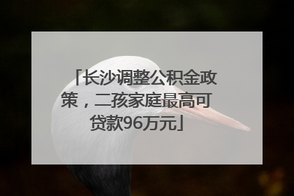长沙调整公积金政策，二孩家庭最高可贷款96万元