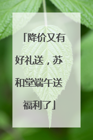 降价又有好礼送，苏和堂端午送福利了