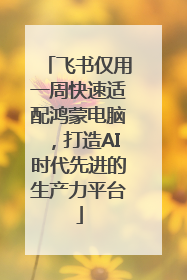 飞书仅用一周快速适配鸿蒙电脑，打造AI时代先进的生产力平台