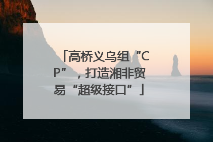 高桥义乌组“CP”，打造湘非贸易“超级接口”