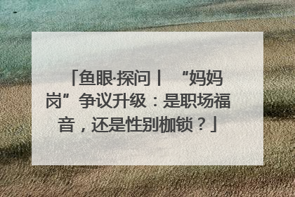 鱼眼·探问丨 “妈妈岗”争议升级：是职场福音，还是性别枷锁？