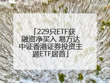 229只ETF获融资净买入 易方达中证香港证券投资主题ETF居首